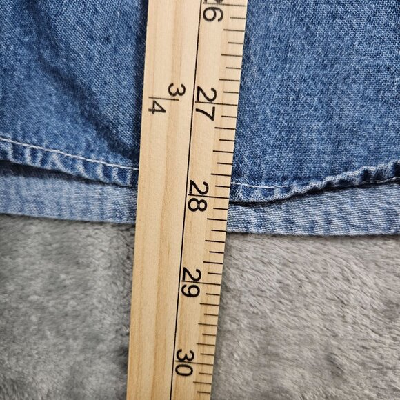 Vintage Quizz Top Womens L Blue Denim Noahs Ark Embroidered Button Up Bible - Picture 9 of 9